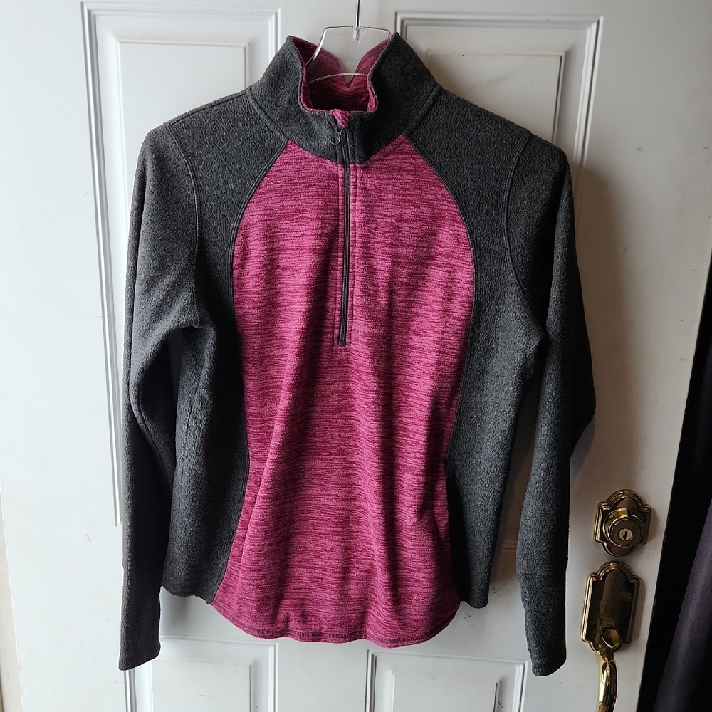 St. John's Bay Pink and Gray Fleece Pullover Size L